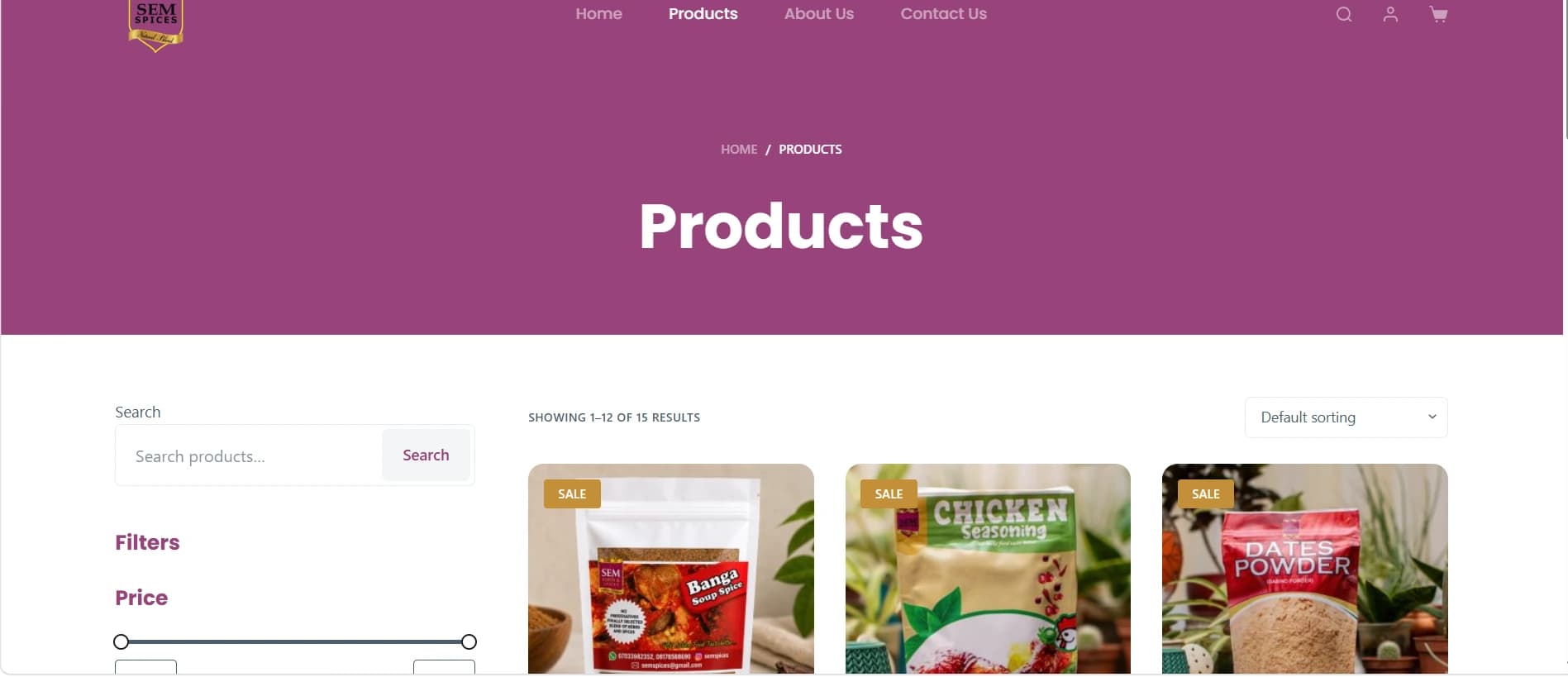 Natural Blend product showcase with packaged foods and product-discovery content.